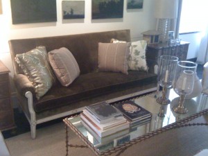 Brown Velvet Sofa after cleaning